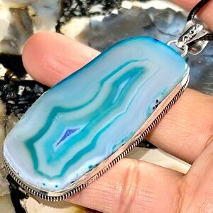 Translucent Blue Solar Quartz Pendant 2 7/8”